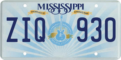 MS license plate ZIQ930
