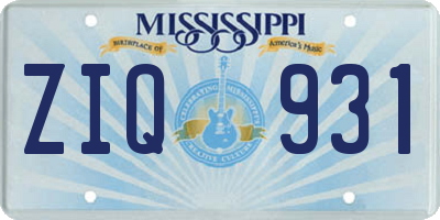 MS license plate ZIQ931