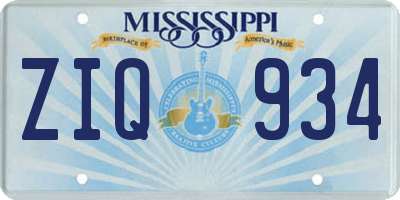 MS license plate ZIQ934