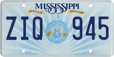 MS license plate ZIQ945