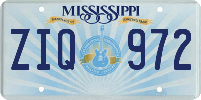MS license plate ZIQ972