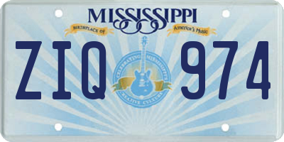 MS license plate ZIQ974