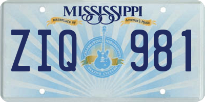 MS license plate ZIQ981