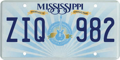 MS license plate ZIQ982