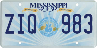 MS license plate ZIQ983