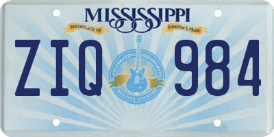 MS license plate ZIQ984