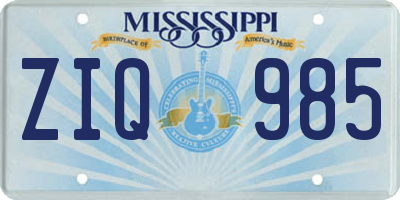MS license plate ZIQ985