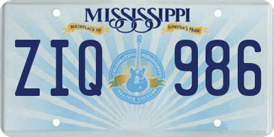 MS license plate ZIQ986