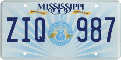 MS license plate ZIQ987