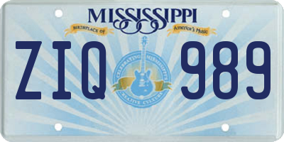 MS license plate ZIQ989