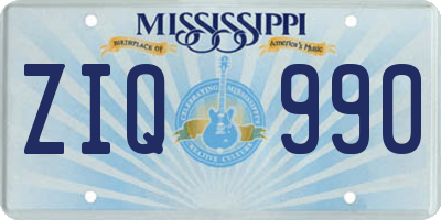 MS license plate ZIQ990