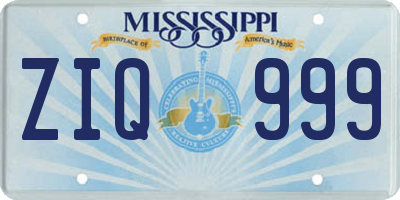 MS license plate ZIQ999
