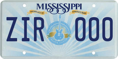 MS license plate ZIR000