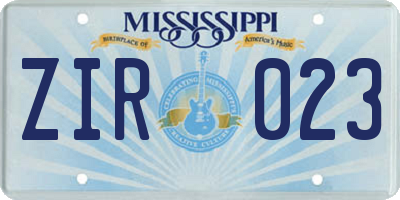 MS license plate ZIR023