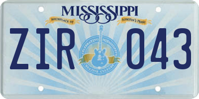 MS license plate ZIR043