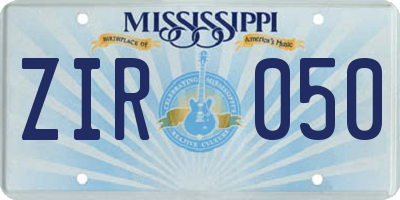 MS license plate ZIR050