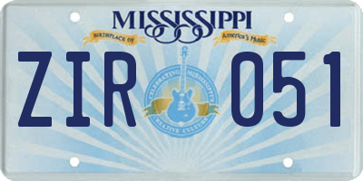 MS license plate ZIR051