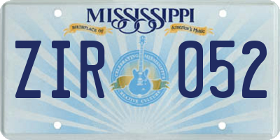 MS license plate ZIR052