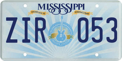 MS license plate ZIR053