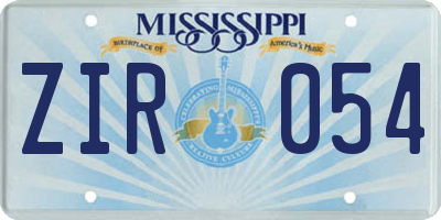 MS license plate ZIR054