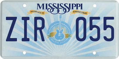 MS license plate ZIR055