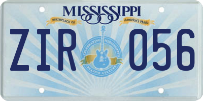 MS license plate ZIR056
