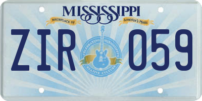MS license plate ZIR059