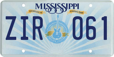 MS license plate ZIR061