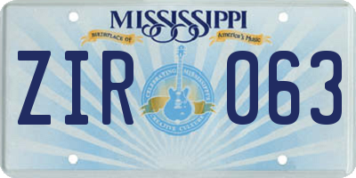 MS license plate ZIR063
