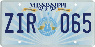 MS license plate ZIR065