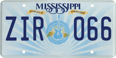 MS license plate ZIR066