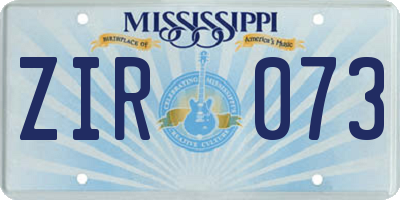 MS license plate ZIR073
