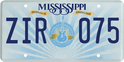 MS license plate ZIR075
