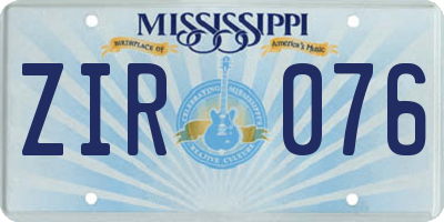 MS license plate ZIR076