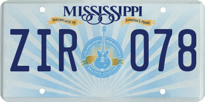 MS license plate ZIR078