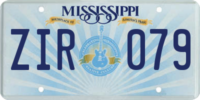 MS license plate ZIR079