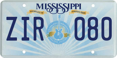 MS license plate ZIR080