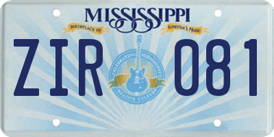 MS license plate ZIR081