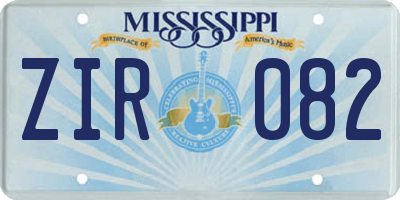 MS license plate ZIR082