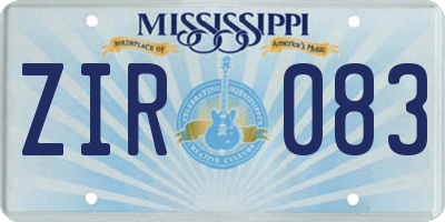 MS license plate ZIR083