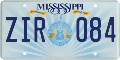 MS license plate ZIR084