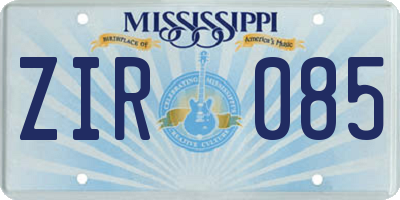 MS license plate ZIR085