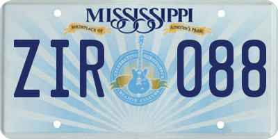 MS license plate ZIR088