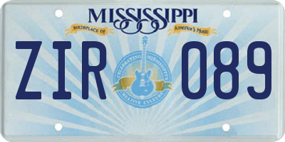 MS license plate ZIR089