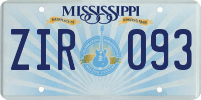 MS license plate ZIR093