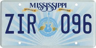 MS license plate ZIR096