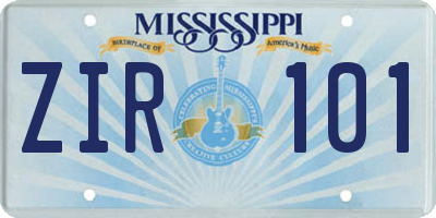 MS license plate ZIR101