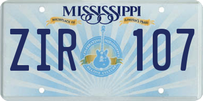 MS license plate ZIR107