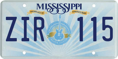 MS license plate ZIR115