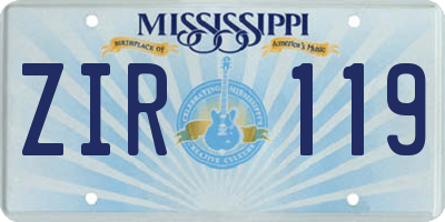 MS license plate ZIR119